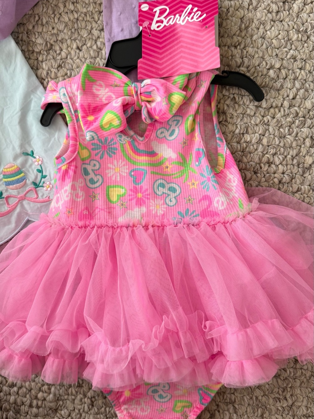 Barbie 18M Pink Rainbow & Heart Tulle Dress